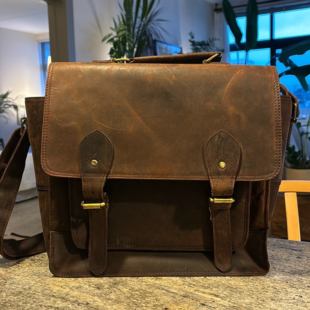 Dark Brown Soft Leather Briefcase